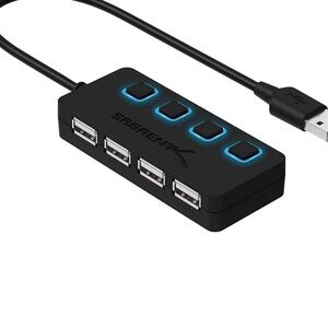 Sabrent 4-Port USB 2.0 Data Hub with Individual LED lit Power Switches